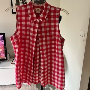 Faded Glory Red and White Checkered Top